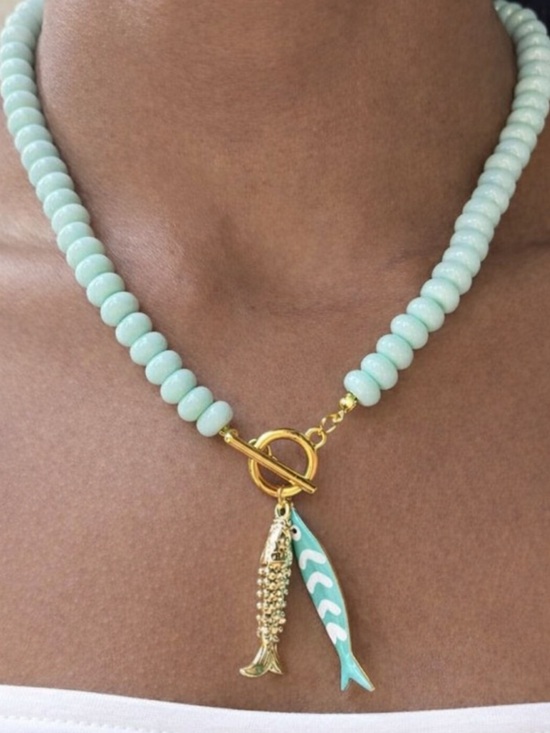 Jewelry - New! Coastal Beaded Sardine Fish Necklace NWOT (3034)